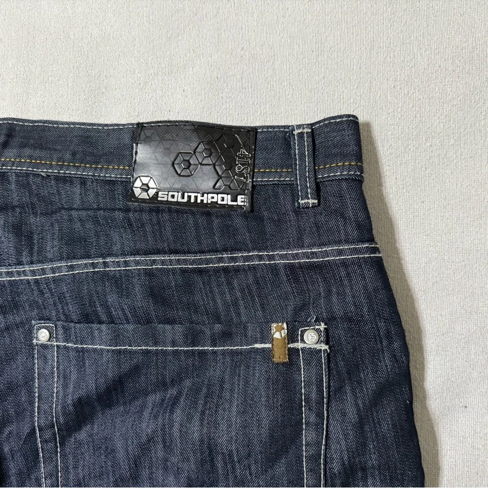 Y2K South Pole Jeans Mens 43x32 Blue‎ Dark Wash Denim Baggy Fit Gold Tab